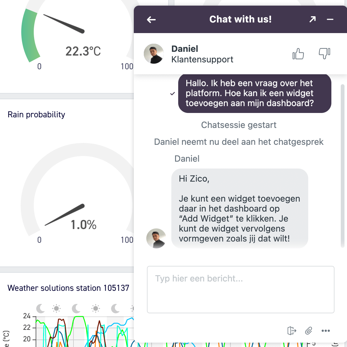 Voorbeeld van een chat met 30MHz support